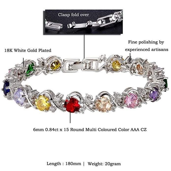 Multi coloured cz bracelet - Picture 4 of 4